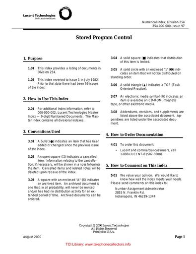 254-000-000 i97 Aug 2000 - Stored Program Control