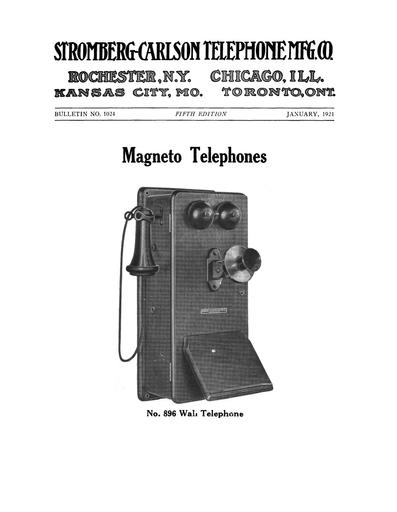 SC Bulletin 1024 - 1921 - Magneto Telephones