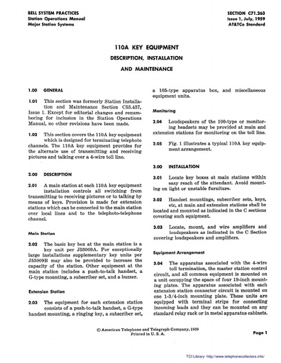 C71.263 Description Installation and Maintenance   Issue 1 July 1959 tci ocr