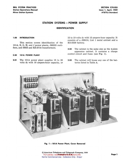 C70.025 i1 Apr59 - Station Systems Power Supply - ID