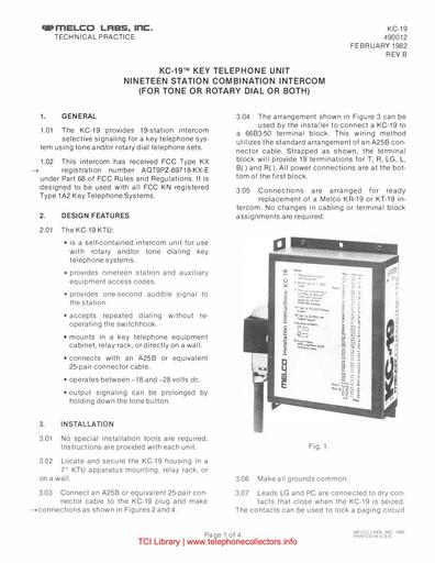 Melco KC-19 Technical Practice 490012 Feb 1982