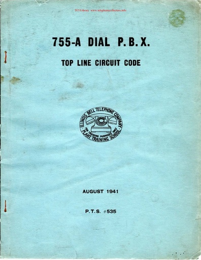 WE IB - Training Aug 1941 - 755-A PBX - Top line Circuit Code