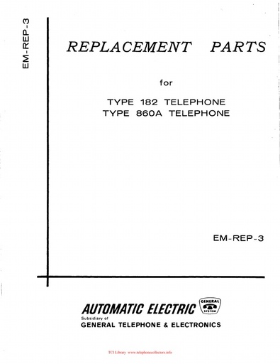 AE EM-REP-3 - Replacement Parts 182 and 860A Telephones