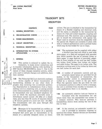 596-800-901CA iC Jan71 - Telescript Sets - Description