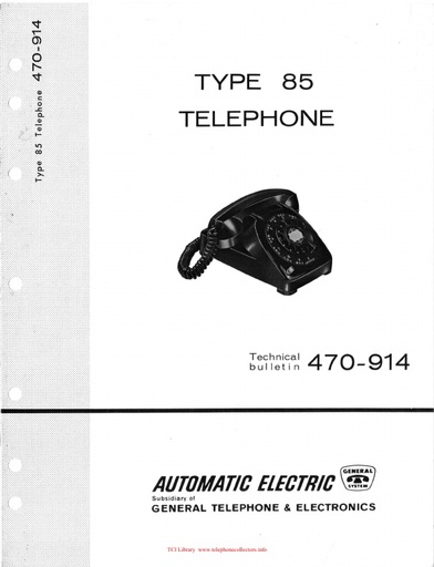 AE TB 470-914 i2 1963 - Type 85 Telephone - Push-turn Key