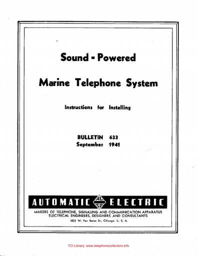 AE Bulletin 633 - Sound-Powered Marine Telephone System