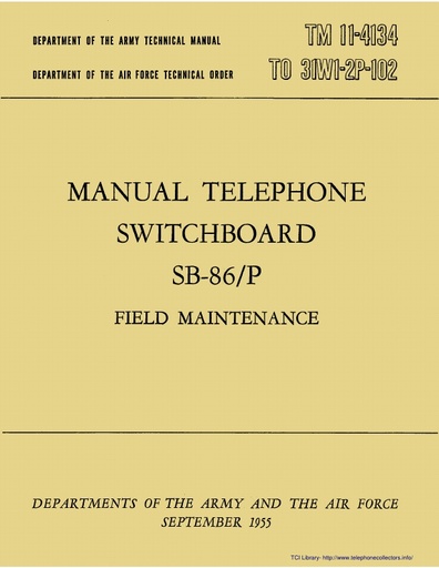 TM 11-4134, TO 31W1-2P-102 Sep55 - Switchboard - SB-86/P