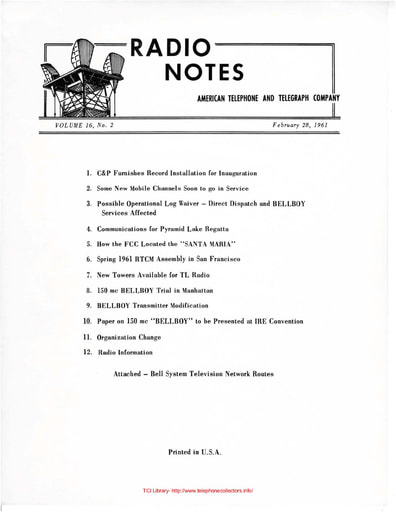ATT Radio Notes 1961 02 Feb 28