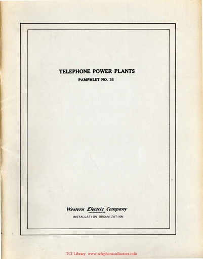 WE Pamphlet No 35 i4 1955 - Telephone Power Plants