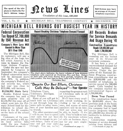 1941 Michigan Bell News Lines (Dec)