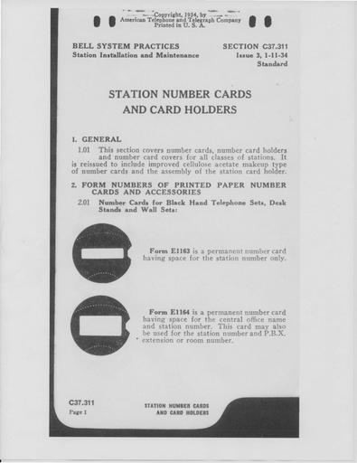 C37.311 i3 Jan34 - Station Number Cards and Card Holders