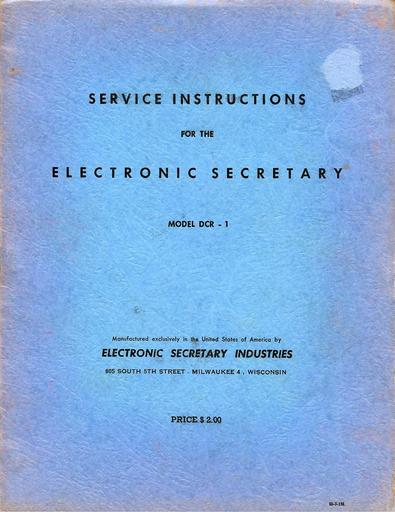 Electronic Secretary DCR-1 Service Manual (complete) Tl