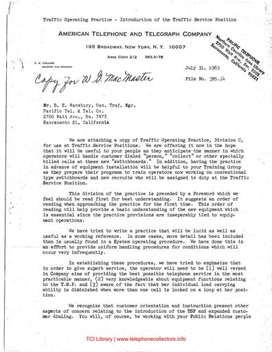 63 - Traffic Operating Practice July 31 1963