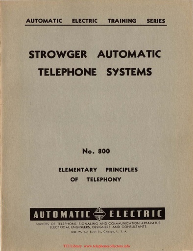 AE Training Series 800 1949 - Elementary Principles of Telephony