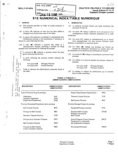 512-0002-000 Dec87 - 512 Numerical Index - FRENCH OCR