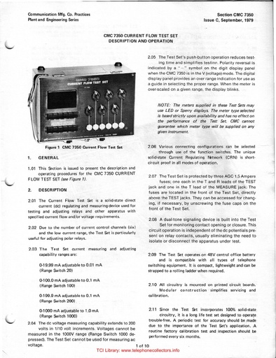 CMC 7350 iC Sep79 - CMC 7350 Current Flow Test Set - Description