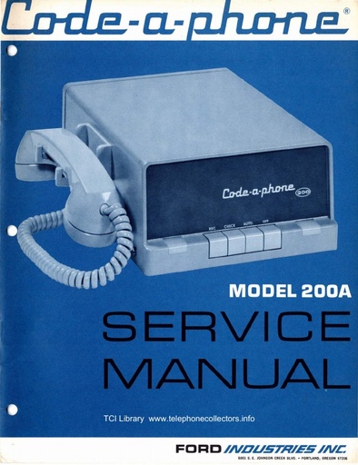 Code-a-phone 200A - Service Manual i2