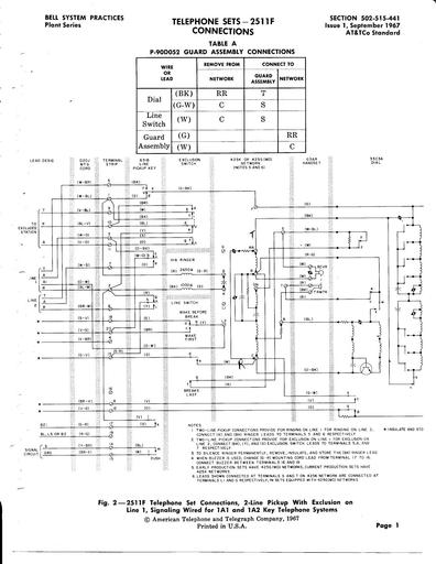 502-515-441 i1 Sep67 - Telephone Sets - 2511F Connections