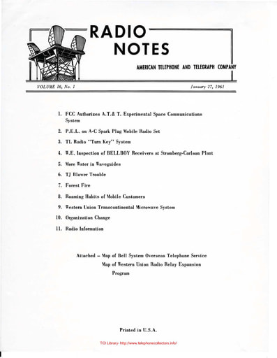 ATT Radio Notes 1961 01 Jan 27