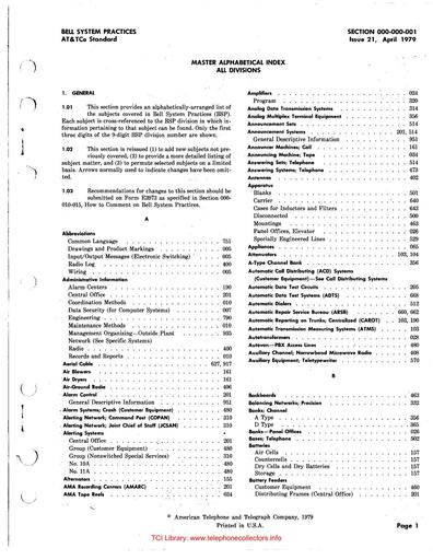 000-000-001 i21 Apr79 - Master Alphabetical Index