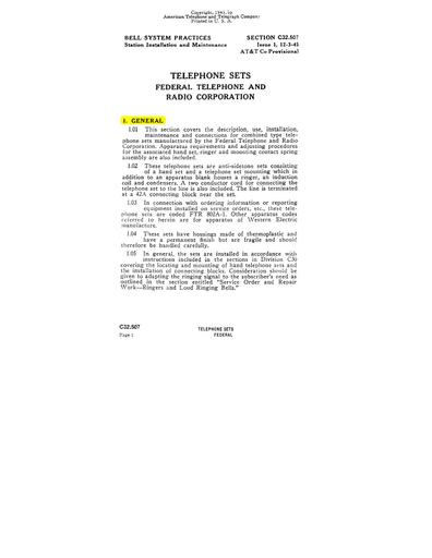 C32.507 i1 Dec45 - Federal  FTR 802A-1 Telephone Set Ocr R