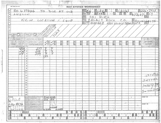 Form M1021 - Key System Worksheet, 4-67