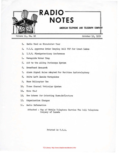 ATT Radio Notes 1959 10 Oct 19