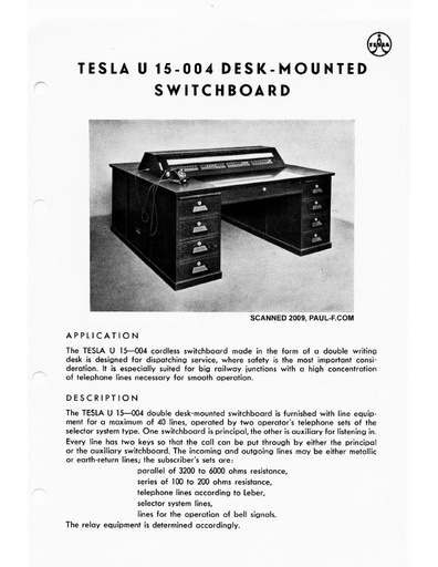 Tesla U15-004 Desk-Mounted Switchboard