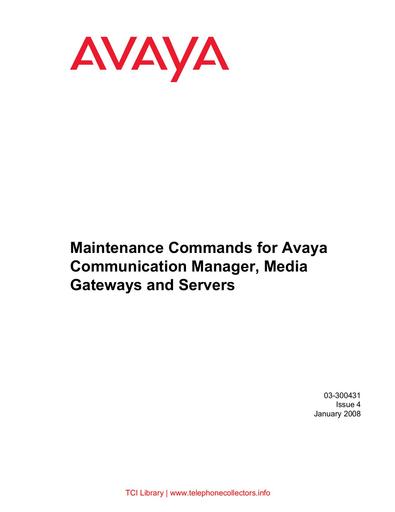 Avaya Maintenance Commands - Issue 4 January 2008