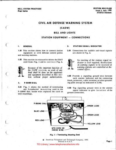 460-210-400 i3 Jul 1963 Civil Defense Warning System Station Equipment-Connections
