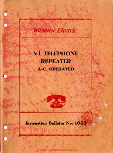 WE Bulletin 1053 - V1 Tel Repeater - AC Operated