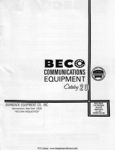 BECO - Bohnsack Equipment Catalog 20 - 1971