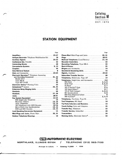 AE Catalog 11000 - Section M - Station Equipment Oct75 [LARGE FILE]