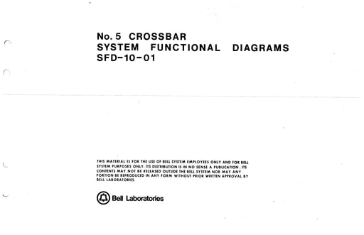 No 5 Crossbar System Functional Drawings - SFD-10-01