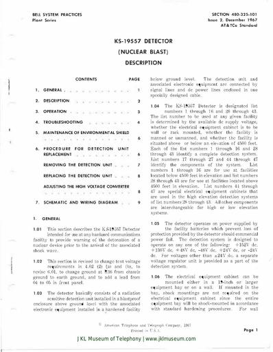 480-325-101 i2 Dec 1967 KS 19557 Detector (Nuclear Blast) Description
