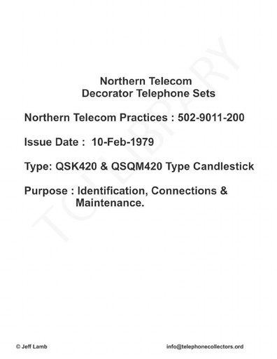 NTP 502-9011-200 Feb79 - QSK420 QSQM420 Candlestick Tel Set