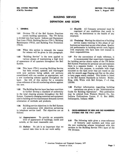 770-120-000 i1 Aug77 - Building Service - Definition and Scope