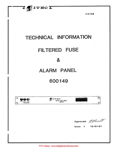 ITEC 1-2149 i1 Dec81 - Fuse and Alarm 600149
