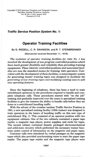 79jul BSTJ - TSPS Operator Training Facilities Ocr