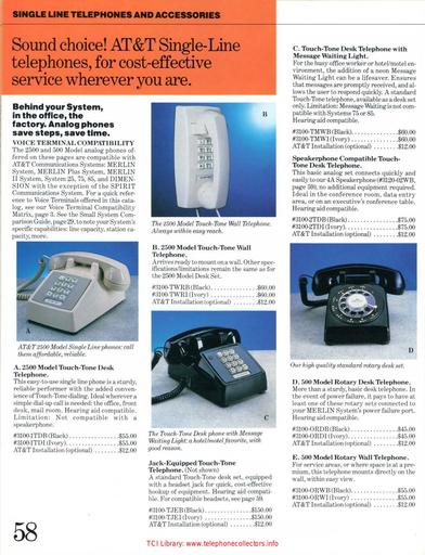 1987ca AT&T Telephone Sets and Prices - extract