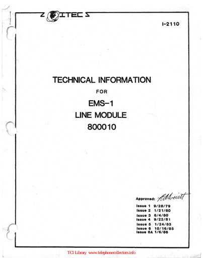 ITEC 1-2110 i6A Jan86 - EMS 1 Line Module 800010