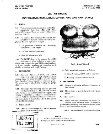 501-258-101 i5 Sep82 - L1A-type Ringers