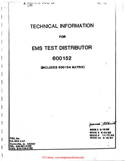 ITEC 1-2152 i4A Mar87 - EMS Test Dist 600152 600154