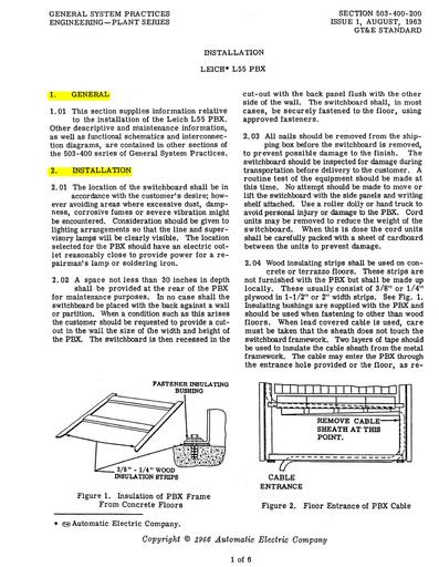 GSP 503-400-200 i1 Aug63 - Leich L55 PBX - Installation