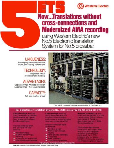 No 5 Crossbar - WE 5ETS for 5ESS Electronic Translation