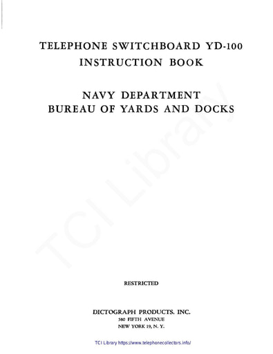 Dictograph Tel Switchboard YD-100 - Installation - US Navy