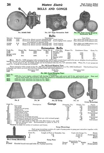 22 - WE Railroad Tel Selective Apparatus P38 Bells And Gongs
