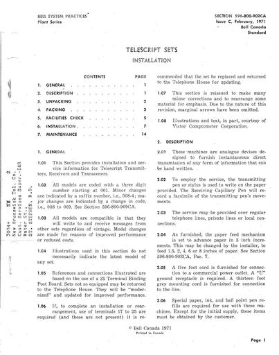 596-800-902CA iC Feb71 - Telescript Sets - Installation