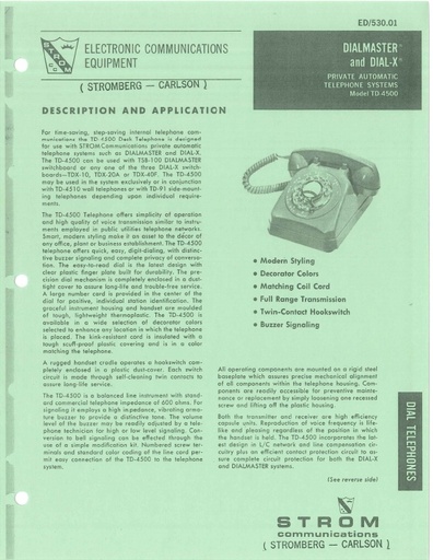 SC Brochure 1967 - TD-4500 Desk Telephone 010915