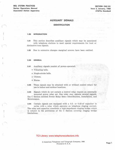 C43.151 i2 Jan60 - Auxiliary Signals ID